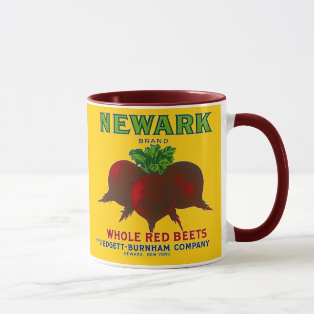MUG ~ VINTAGE BEET PACKAGING CRATE LABEL ~ NEWARK (Right)