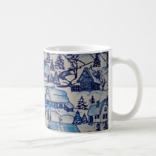 Mug Vintage Blue Christmas Village