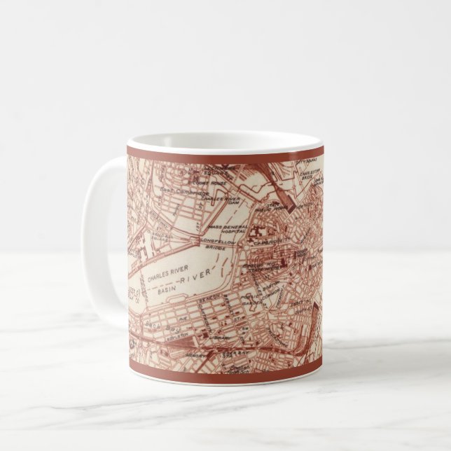 Mug vintage Boston Map (Devant gauche)