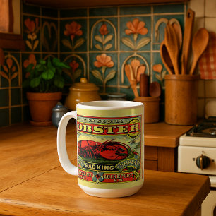 Mug Vintage Canned Nova Scotia Lobster Étiquette