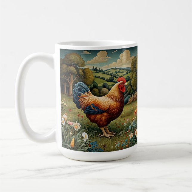 Mug Vintage chic pâturage de poulet boho paysage (Gauche)