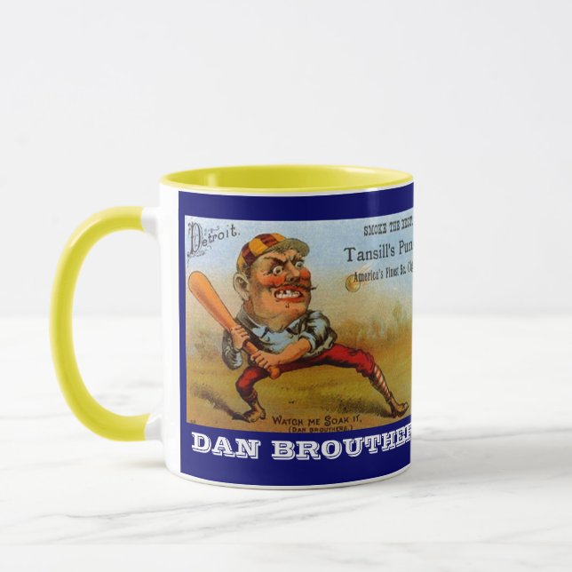 MUG VINTAGE CIGAR ADVERTISING BASEBALL CARICATURES (Left)