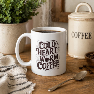 Mug Vintage Cold Heart Warm Coffee 