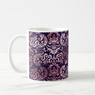 Mug Vintage continu damas rose feuille d'or classique 