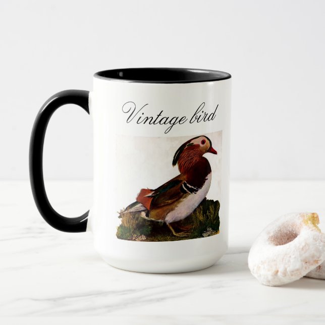 Mug Vintage Cute Canard Colorful Bird and Folid (Avec donut)