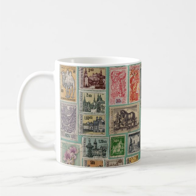 Mug Vintage Czech stamps copyright free (Gauche)