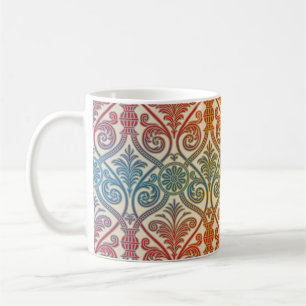 Mug Vintage Damask Contour Wallpaper - bleu violet rou