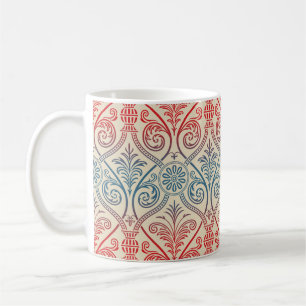Mug Vintage Damask Wallpaper - bleu violet rouge