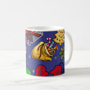 Mug Vintage de Noël rétro couleur bleu rouge vert