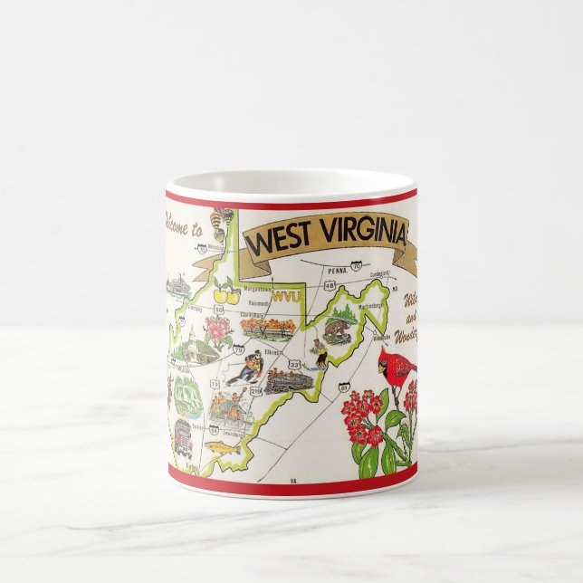 Mug Vintage de Virginie-Occidentale illustré (Centre)