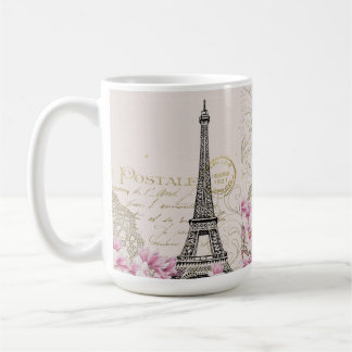 Mug Vintage Eiffel Tower Paris France Romance Rose
