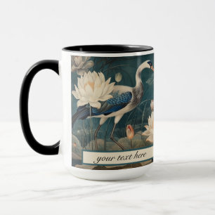 Mug Vintage grue bleu botanique personnalisable