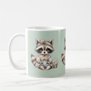 Mug Vintage habillé Cottagecore Raccoon Pastel