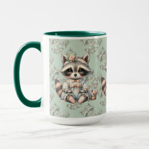 Mug Vintage habillé Cottagecore Raccoon Pastel