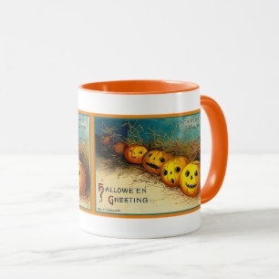 Mug Vintage Halloween Jack o' Lanterns dans une boue d