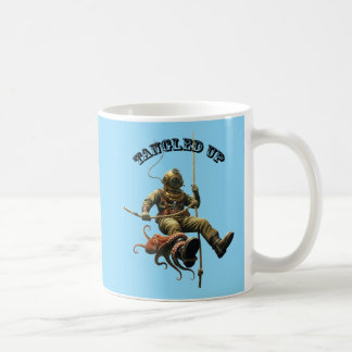 Mug Vintage Helmet Diver on a Rope with an Octopus URM