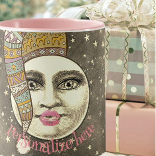 Mug Vintage homme femme dans la lune whimsical hiver c