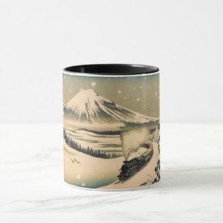 Mug Vintage Japanese Winter Train