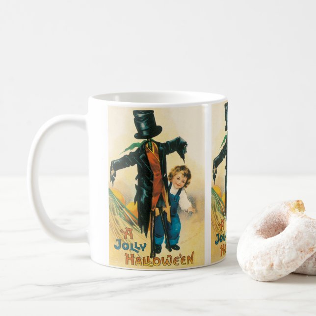 Mug Vintage Jolly Halloween Scarecrow Ellen Clapsaddle (Avec donut)