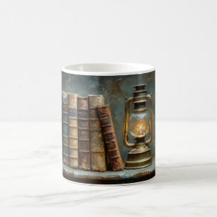 Mug Vintage Livre Pile Peinture Antique Bibliothèque M