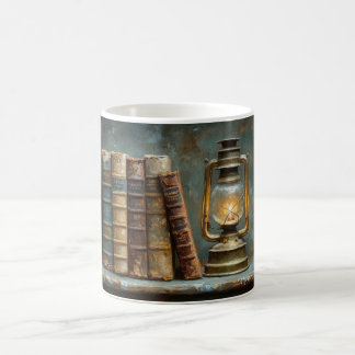 Mug Vintage Livre Pile Peinture Antique Bibliothèque M