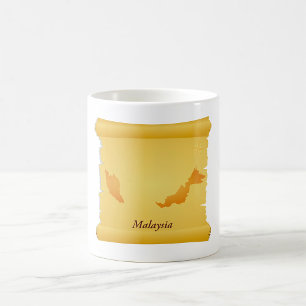 Mug Vintage Malaisie Carte Défiler Vieux Monde Voyage