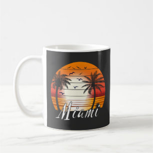 Mug Vintage Miami Floride Palm Trees Summer Beach