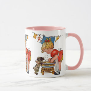 Mug Vintage mignonne fille avec chien : Nostalgale
