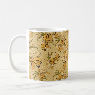 Mug vintage motif floral continu avec fleurs rétro