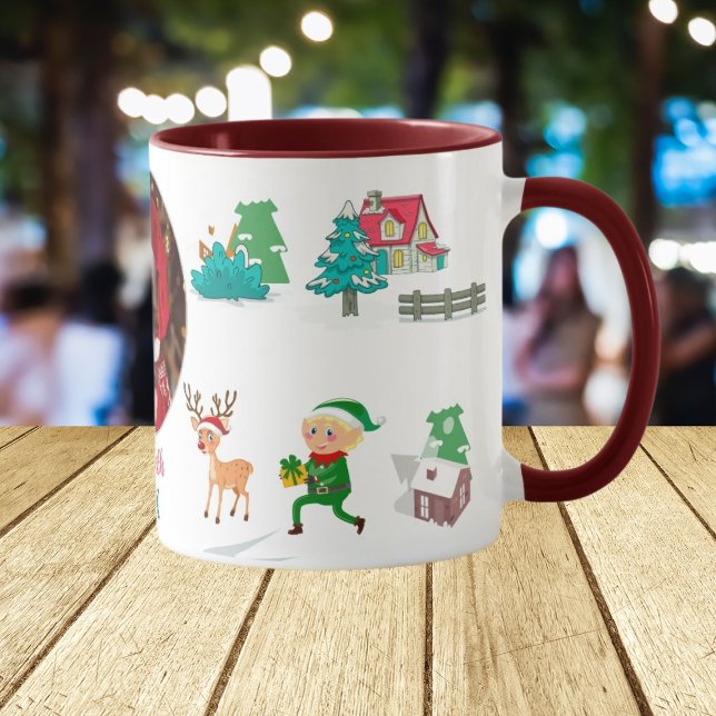 Mug Vintage Noël Arbre ferme Vintage Maroon (Créateur téléchargé)