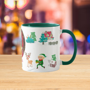 Mug Vintage Noël Arbre ferme Vintage vert
