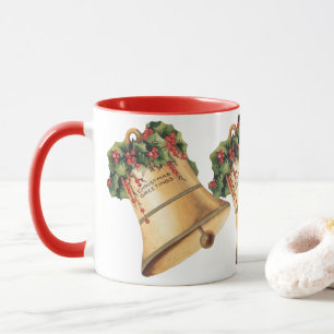Mug Vintage Noël Cloches Dorées, Meilleurs Vœux de la 