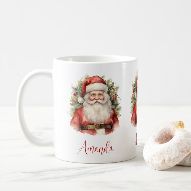 Mug Vintage Noël Père Noël Souriant (Avec donut)