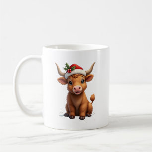 Mug Vintage Noël Vache des Highlands Mignonnes Fêtes d