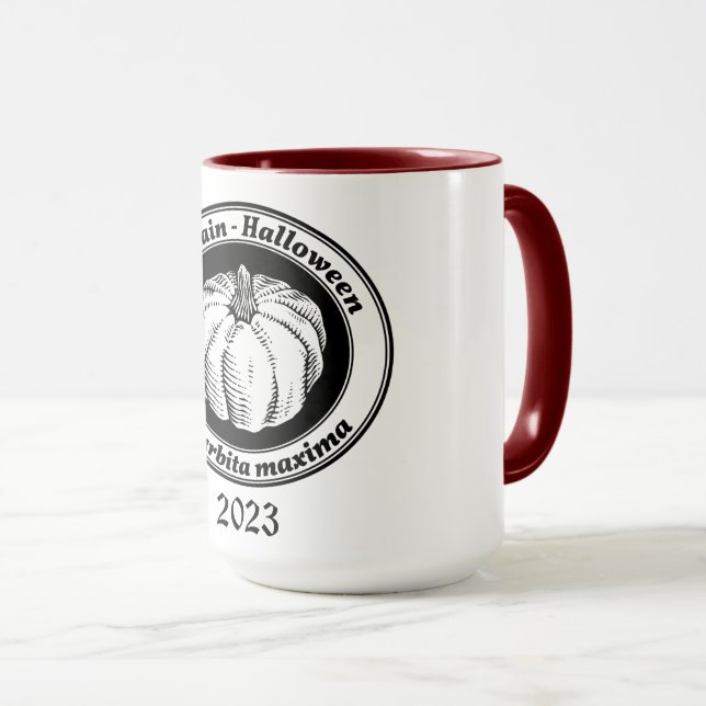 Mug Vintage noir Halloween Citrouille d'encre (Devant droit)