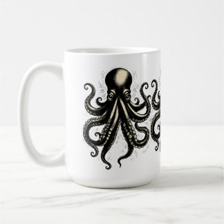 Mug Vintage Octopus Curious Tentacles Ink Illustration