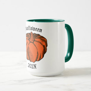 Mug Vintage Orange Black Halloween Citrouille Encre Ar