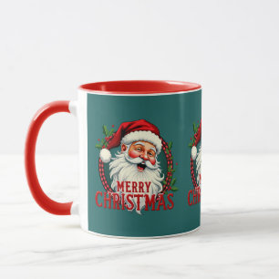Mug Vintage Père Noël Joyeux Noël Illustration