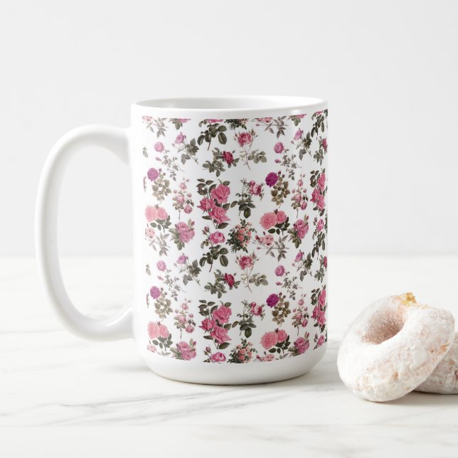 Mug Vintage Pink Roses (Avec donut)