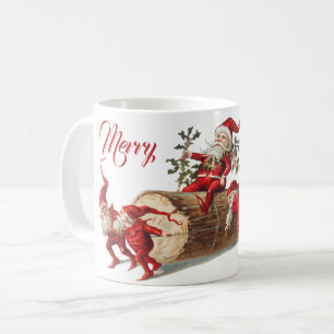 Mug Vintage Red Christmas Elves Fête des Fêtes