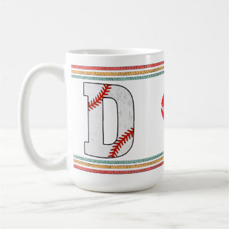 Mug Vintage Retro Baseball Letter D Design