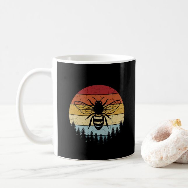 Mug Vintage Retro Bees Beekeeper Beekeeping (Avec donut)