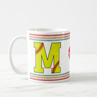Mug Vintage Retro Softball Letter M Classic