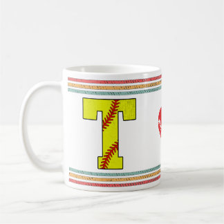 Mug Vintage Retro Softball Letter T Artwork