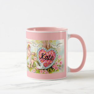Mug Vintage Saint Valentin Coeur Nom personnalisé Coup