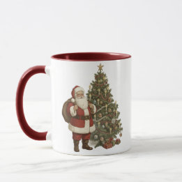 Mug Vintage Santa & Christmas Tree