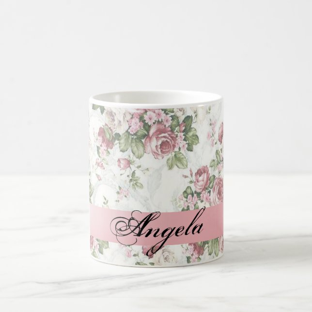 Mug Vintage Shabby Chic Fleurs Personnalisées (Centre)