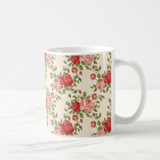 Mug Vintage Shabby Chic Rose Motif (Droite)