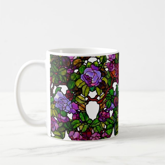 Mug Vintage Tiffany Vitrage pourpre Roses (Gauche)