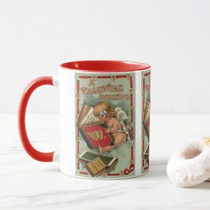 Mug Vintage Valentine's Day Angel, livre de lecture mi